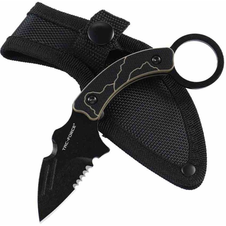 Couteau Karambit Tac-Force Lame Acier 3Cr13MoV Manche G-10 Vert Etui Nylon TFFIX111GN - Livraison Gratuite