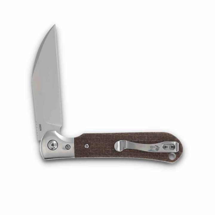 Couteau Queen Pattern 84 Lame Wharncliffe Acier Böhler M390 Manche Micarta Marron Slip Joint USA QBM84 - Livraison Gratuite