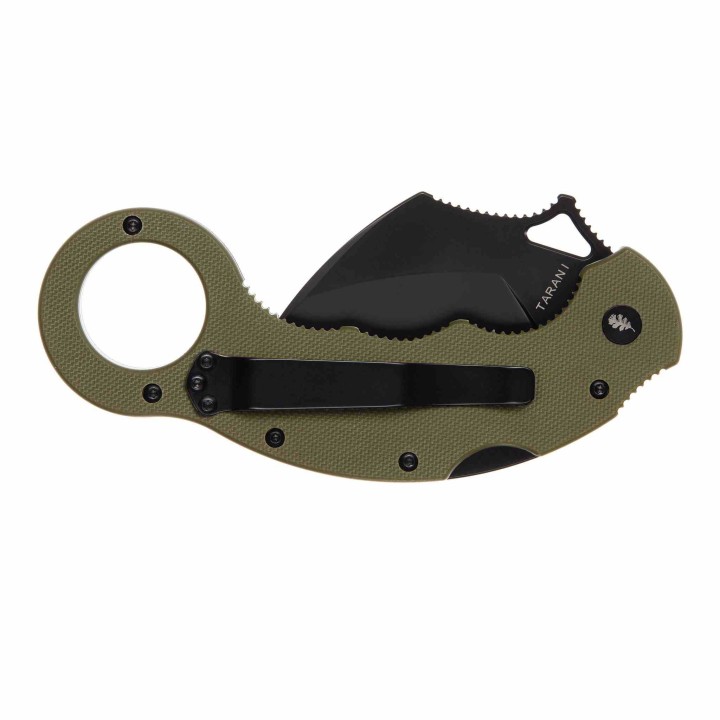 Couteau High Desert Blade Works Tarani Journeyman Lame Karambit Acier D2 Noir Manche G-10 Vert HDTJBKBG - Livraison Gratuite