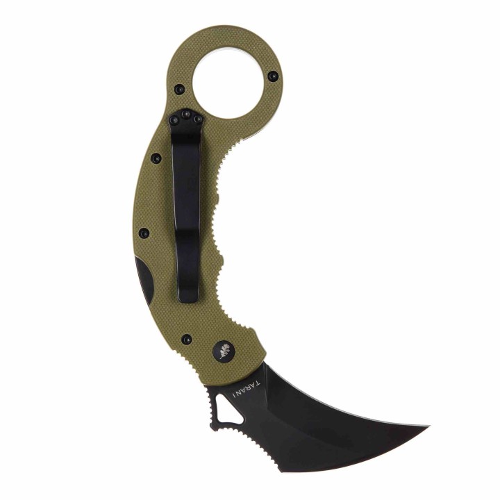Couteau High Desert Blade Works Tarani Journeyman Lame Karambit Acier D2 Noir Manche G-10 Vert HDTJBKBG - Livraison Gratuite