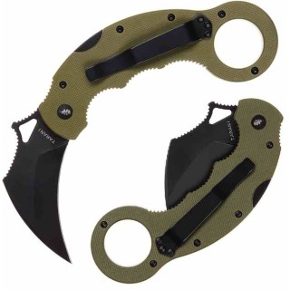 Couteau High Desert Blade Works Tarani Journeyman Lame Karambit Acier D2 Noir Manche G-10 Vert HDTJBKBG - Livraison Gratuite