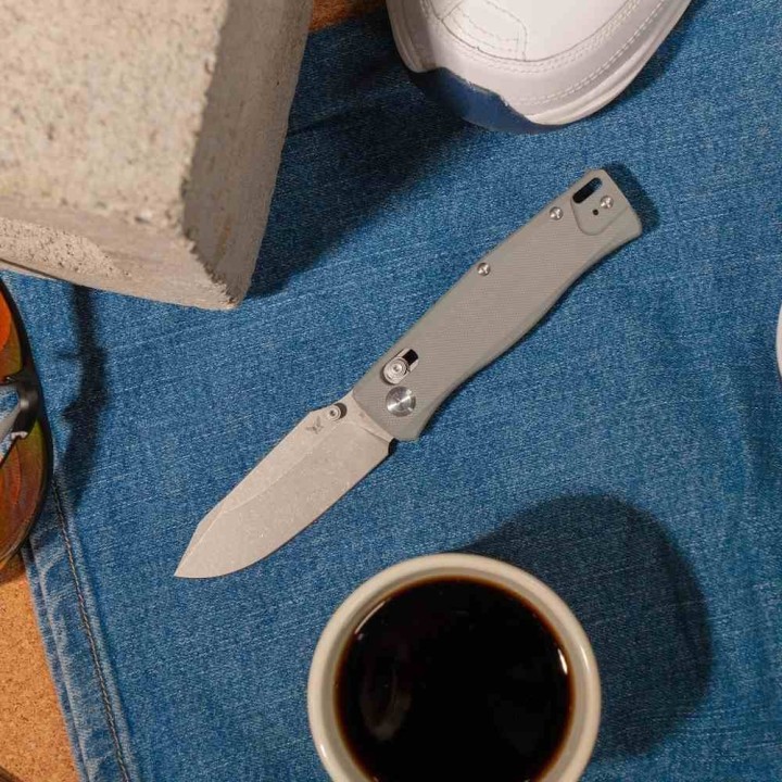 Couteau Flytanium BEEF Crossbar Lock Lame Drop Point Acier D2 Manche G-10 Gray FLY1386GSS - Livraison Gratuite
