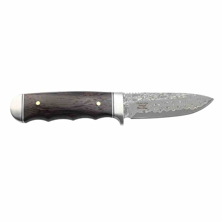 Couteau Elk Ridge Lame Damas Manche Bois Mitres Acier  Etui CUir ERFIX115DM - Livraison Gratuite