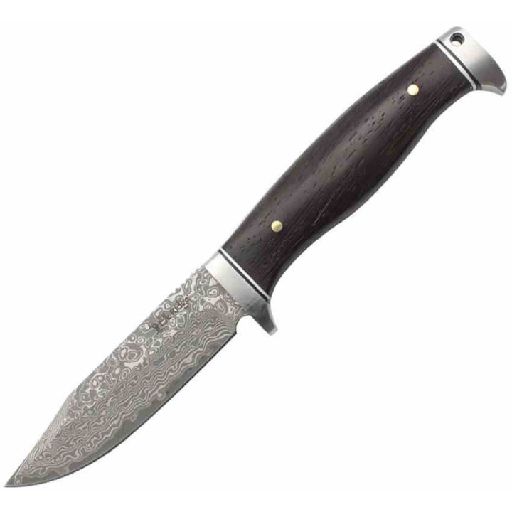 Couteau Elk Ridge Lame Damas Manche Bois Garde et Pommeau Acier Etui Cuir ERFIX117DM - Livraison Gratuite