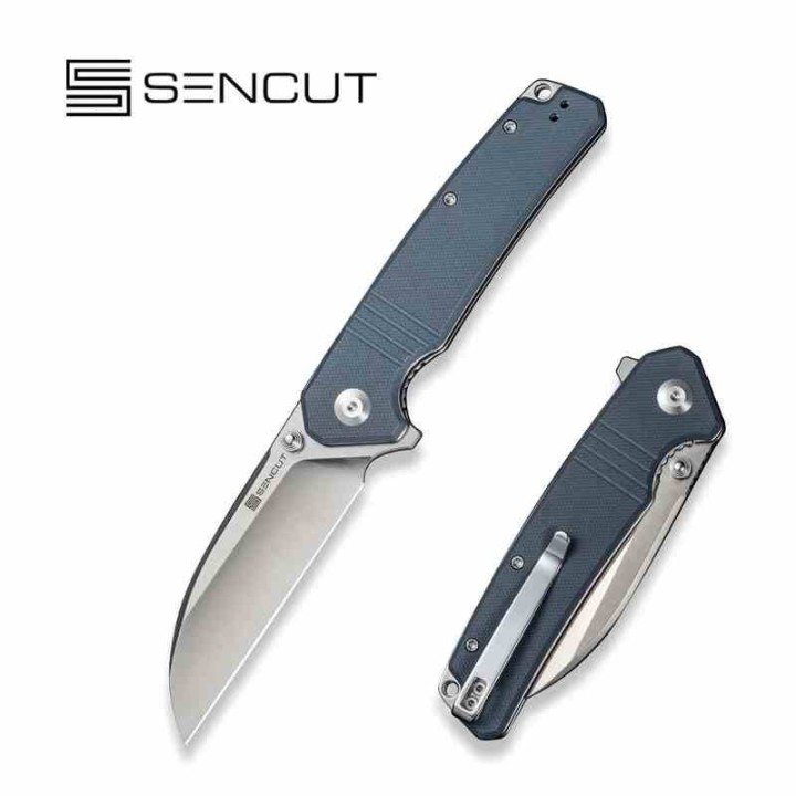 Couteau Sencut Awassi Blue Lame Sheepsfoot Acier 9Cr18MoV Manche G-10 KIVT Linerlock Clip S240652 - Livraison Gratuite