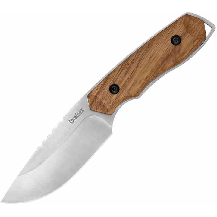 Couteau Chasse Skinner Kershaw Lame Drop Point Acier Inox Manche Bois Etui Nylon KS1417 - Livraison Gratuite