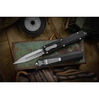 Couteau Automatique OTF Microtech Dirac Delta Lame Acier Bohler M390 Manche Alu Noir Made in USA MCT22711 - Livraison Gratuite