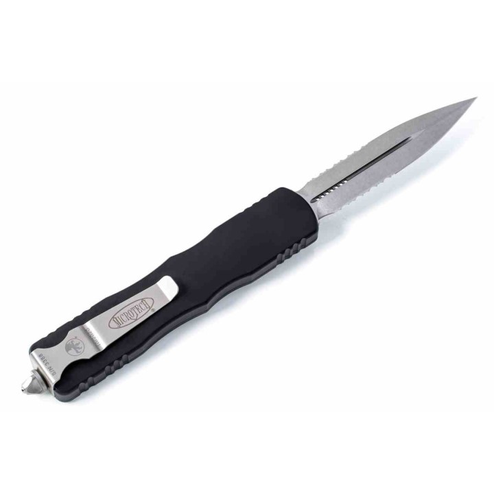 Couteau Automatique OTF Microtech Dirac Delta Lame Acier Bohler M390 Manche Alu Noir Made in USA MCT22711 - Livraison Gratuite
