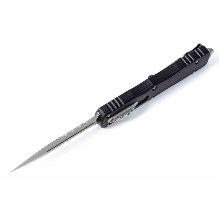 Couteau Automatique OTF Microtech Dirac Delta Lame Acier Bohler M390 Manche Alu Noir Made in USA MCT22711 - Livraison Gratuite