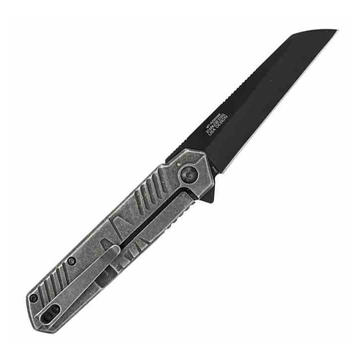 Couteau Mtech A/O Lame Sheepsfoot Acier 3Cr13MoV Manche Inox Linerlock CLip MTA2005BB - Livraison Gratuite