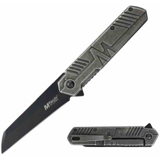 Couteau Mtech A/O Lame Sheepsfoot Acier 3Cr13MoV Manche Inox Linerlock CLip MTA2005BB - Livraison Gratuite