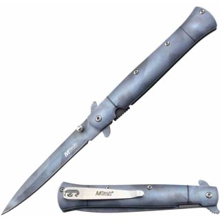 Couteau Mtech A/O Lame Spear Point Acier 3Cr13MoV Manche Alu Bleu/Gris Linerlock Clip MTA2041BG - Livraison Gratuite