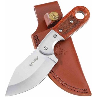 Couteau Skinner Elk Ridge Lame Drop Point Acier 3Cr13MoV Satin Manche Bois Marron Etui Cuir ERFIX113SL - Livraison Gratuite