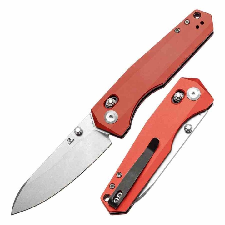 Couteau Tenable Beaver Red Lame Acier Nitro-V Manche Aluminium Axis Lock T1105V3 - Livraison Gratuite