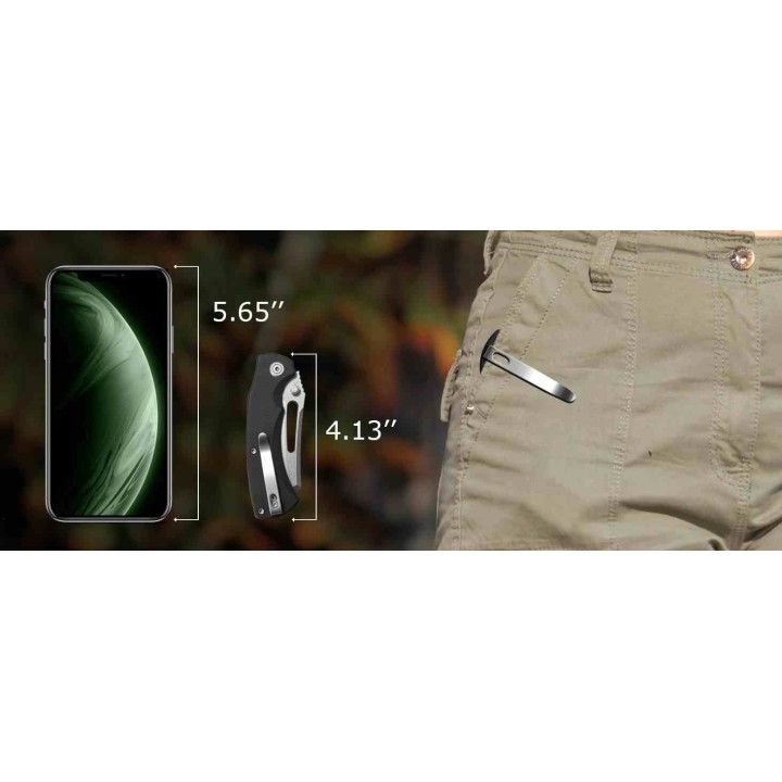 Couteau Kubey Dheo Black Lame Wharncliffe Acier Sandvik 14C28N Manche G-10 Button Lock IKBS KUB378A - Livraison Gratuite
