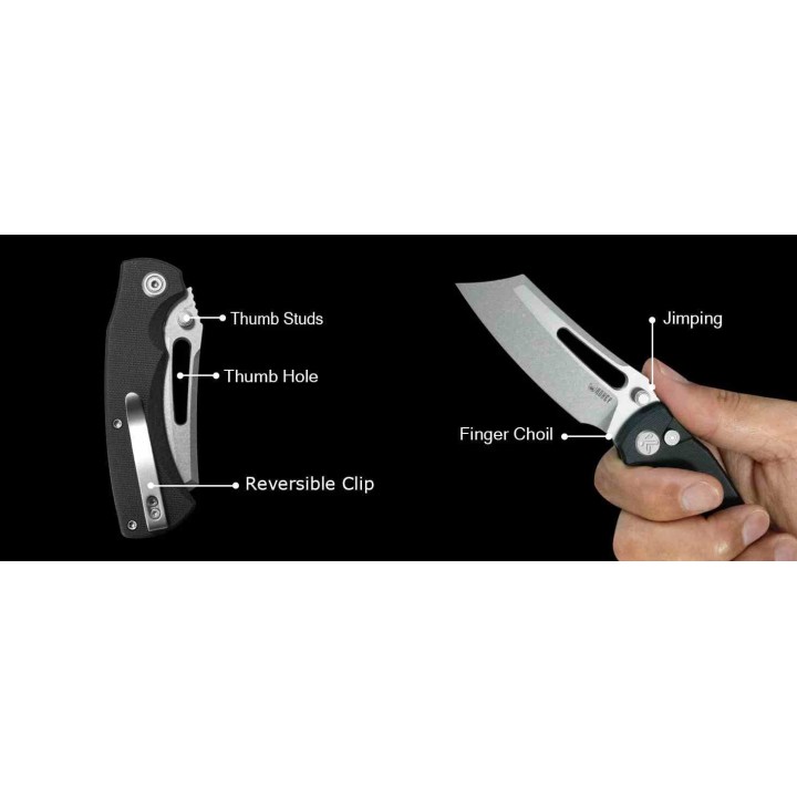 Couteau Kubey Dheo Black Lame Wharncliffe Acier Sandvik 14C28N Manche G-10 Button Lock IKBS KUB378A - Livraison Gratuite
