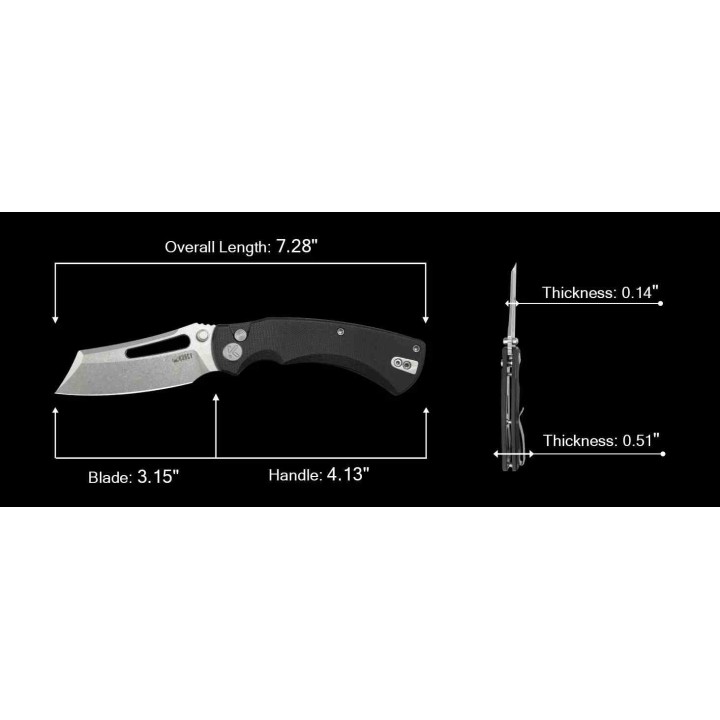 Couteau Kubey Dheo Black Lame Wharncliffe Acier Sandvik 14C28N Manche G-10 Button Lock IKBS KUB378A - Livraison Gratuite