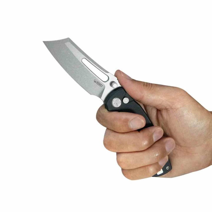 Couteau Kubey Dheo Black Lame Wharncliffe Acier Sandvik 14C28N Manche G-10 Button Lock IKBS KUB378A - Livraison Gratuite