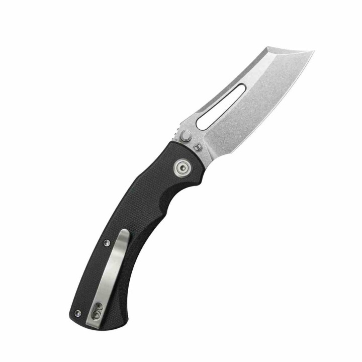 Couteau Kubey Dheo Black Lame Wharncliffe Acier Sandvik 14C28N Manche G-10 Button Lock IKBS KUB378A - Livraison Gratuite