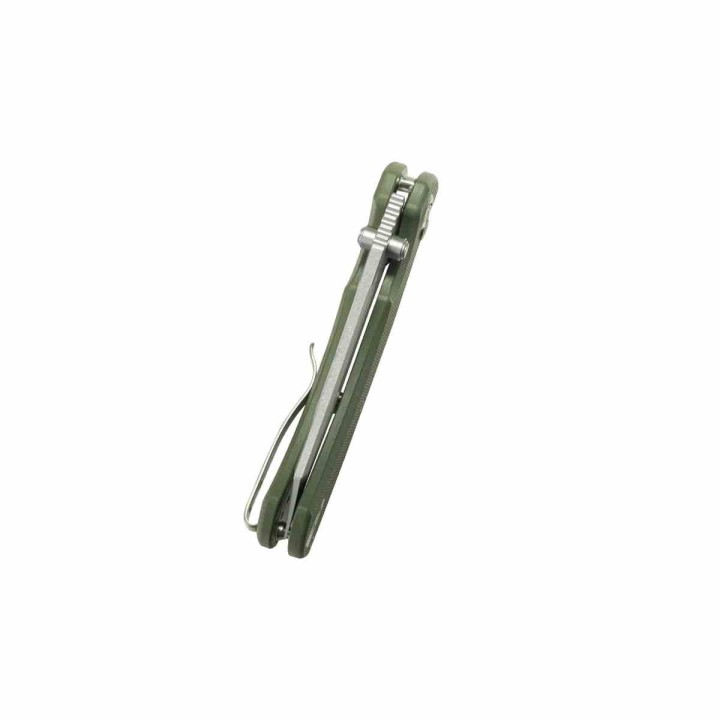 Couteau Kubey Dheo Green Lame Wharncliffe Acier Sandvik 14C28N Manche G-10 Button Lock IKBS KUB378B - Livraison Gratuite