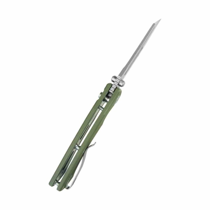 Couteau Kubey Dheo Green Lame Wharncliffe Acier Sandvik 14C28N Manche G-10 Button Lock IKBS KUB378B - Livraison Gratuite