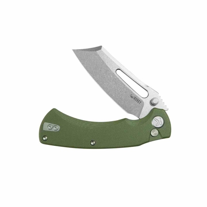 Couteau Kubey Dheo Green Lame Wharncliffe Acier Sandvik 14C28N Manche G-10 Button Lock IKBS KUB378B - Livraison Gratuite