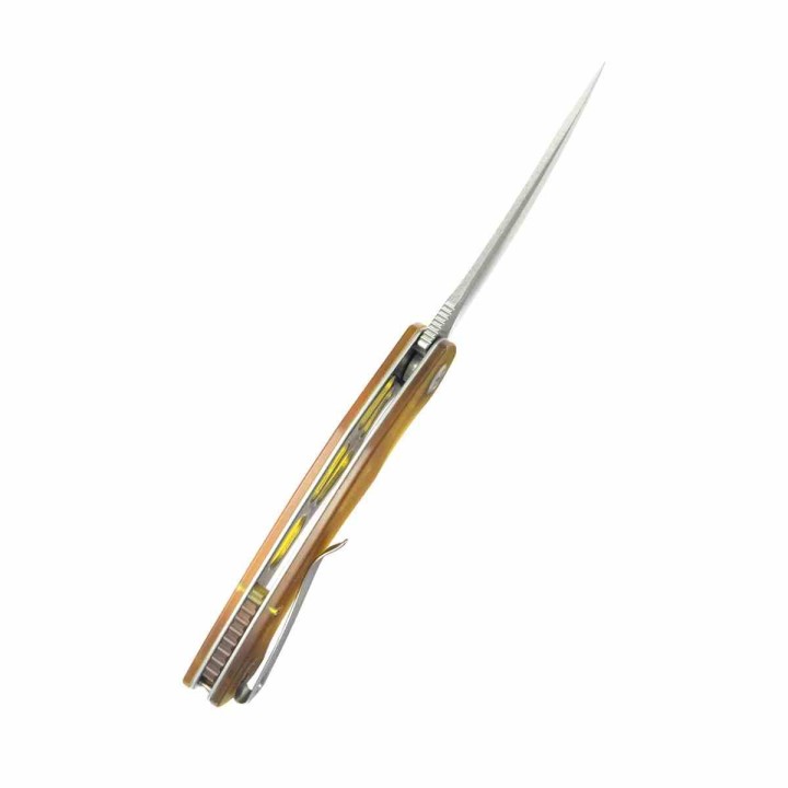 Couteau Kubey Scimitar Ultem Lame Trailing Point Acier 14C28N KIVT Linerlock KUB173G - Livraison Gratuite