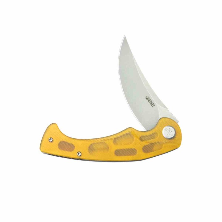 Couteau Kubey Scimitar Ultem Lame Trailing Point Acier 14C28N KIVT Linerlock KUB173G - Livraison Gratuite