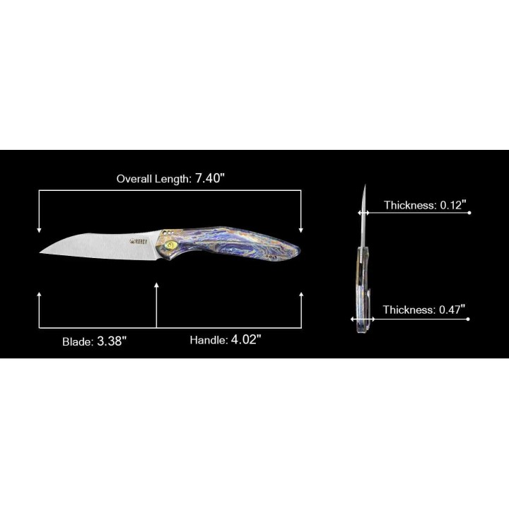 Couteau Kubey Barracuda Flamme Lame Acier M390 Manche Titane Linerlock KIVT Clip KUB299E - Livraison Gratuite