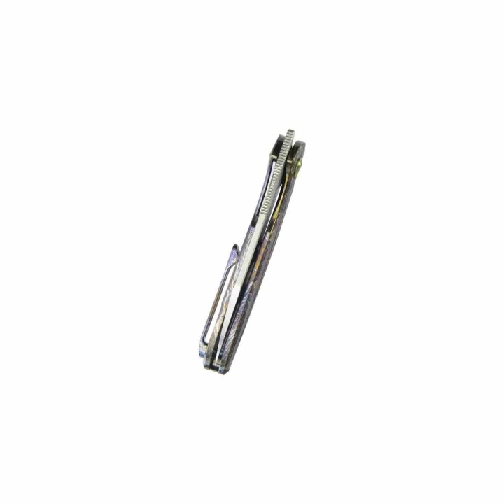 Couteau Kubey Barracuda Flamme Lame Acier M390 Manche Titane Linerlock KIVT Clip KUB299E - Livraison Gratuite
