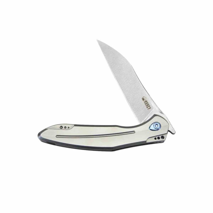 Couteau Kubey Barracuda Satin Lame Acier M390 Manche Titane Linerlock KIVT Clip KUB299C - Livraison Gratuite