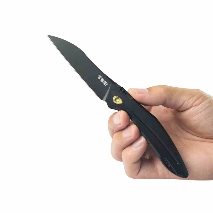 Couteau Kubey Barracuda Black Lame Acier M390 Manche Titane Linerlock KIVT Clip KUB299B - Livraison Gratuite