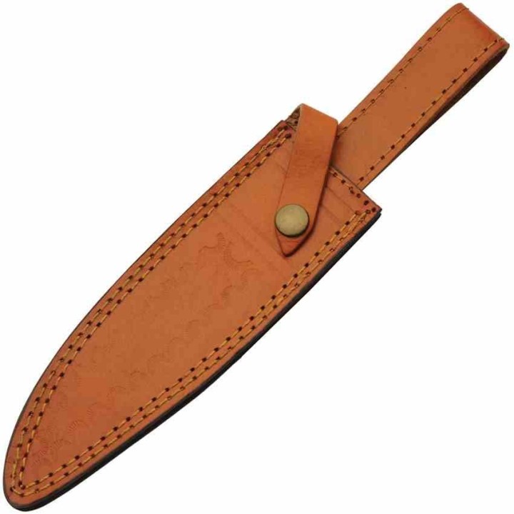Couteau de Chasse Sailor's Delight Lame Clip Point Acier Inox Manche Bois Bleu/Os Etui Cuir PA203457 - Livraison Gratuite