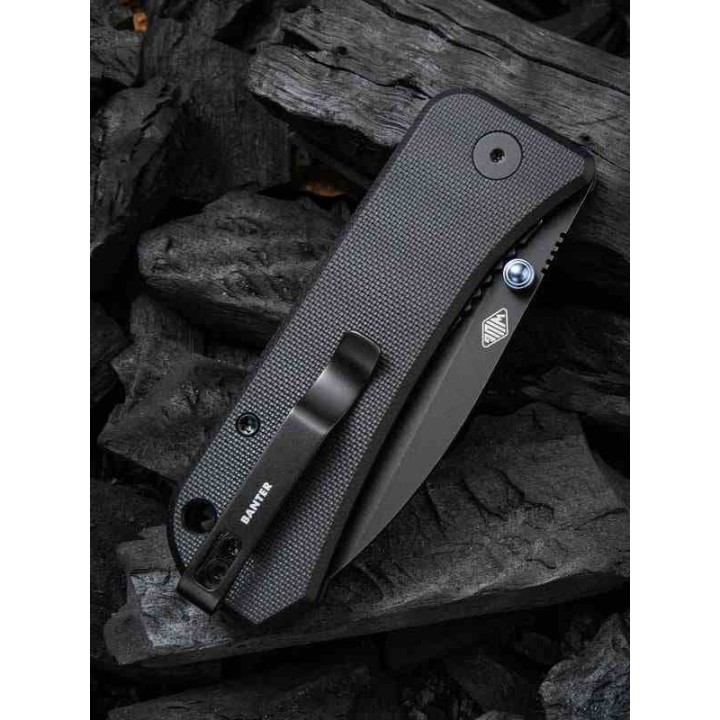 Couteau WE Knife Banter Black Lame Spear Point Acier S35VN Black Manche G-10 Linerlock Clip KIVT WE2004B - Livraison Gratuite