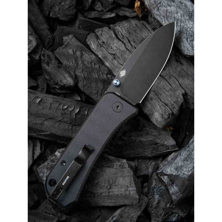 Couteau WE Knife Banter Black Lame Spear Point Acier S35VN Black Manche G-10 Linerlock Clip KIVT WE2004B - Livraison Gratuite