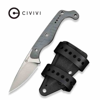 Couteau CIVIVI SOKN Gray Lame Drop Point Acier Nitro-V Satin Manche G-10 Etui Kydex CIVC220272 - Livraison Gratuite