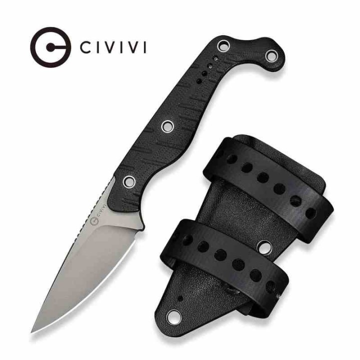 Couteau CIVIVI SOKN Black Lame Drop Point Acier Nitro-V Satin Manche G-10 Etui Kydex CIVC220271 - Livraison Gratuite