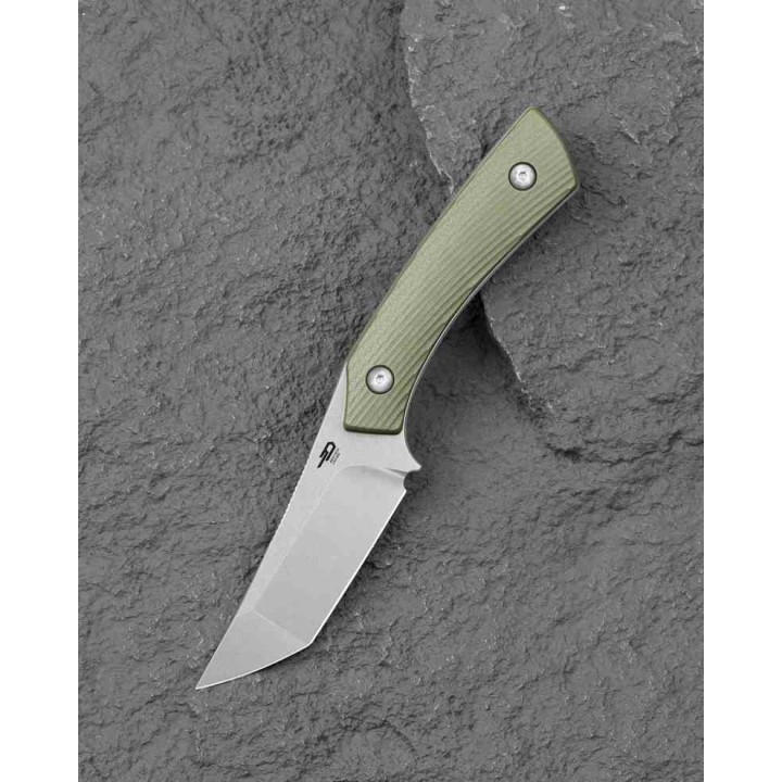 Couteau Bestech Step Lame Tanto Acier D2 Satin Manche G-10 Green Etui Kydex BTKFK06B - Livraison Gratuite