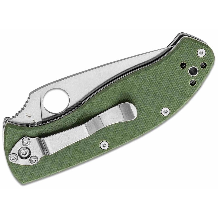 Couteau Spyderco Tenacious Green Lame Drop Point Acier 8Cr13MoV Satin Manche G-10 Linerlock Clip SC122GPGR Livraison Gratuite