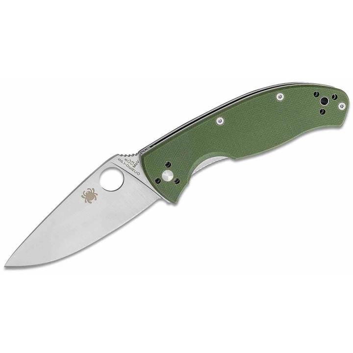 Couteau Spyderco Tenacious Green Lame Drop Point Acier 8Cr13MoV Satin Manche G-10 Linerlock Clip SC122GPGR Livraison Gratuite