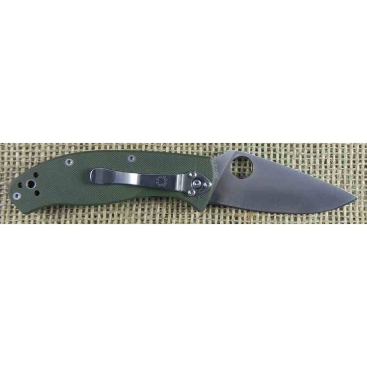 Couteau Spyderco Tenacious Green Lame Drop Point Acier 8Cr13MoV Satin Manche G-10 Linerlock Clip SC122GPGR Livraison Gratuite