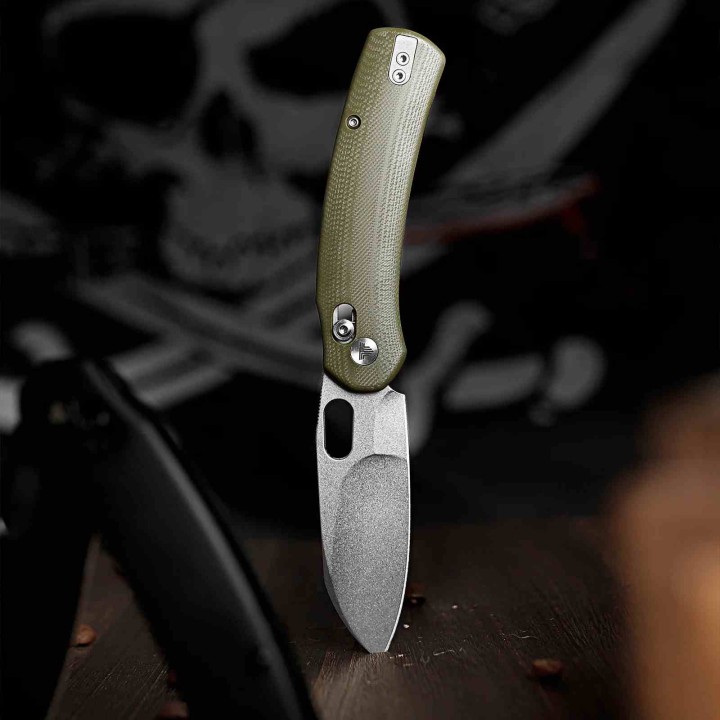 Couteau TRIVISA Lamb Green Lame Sheep Foot Acier N690 Manche G10 Clip Axis Lock KIVT TVTY26GN - Livraison Gratuite