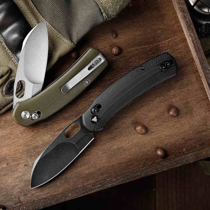 Couteau TRIVISA Lamb Black Lame Sheep Foot Acier N690 Manche G10 Clip Axis Lock KIVT TVTY26BN - Livraison Gratuite