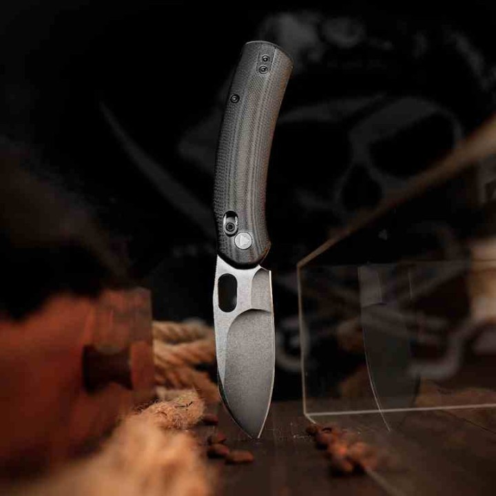 Couteau TRIVISA Lamb Black Lame Sheep Foot Acier N690 Manche G10 Clip Axis Lock KIVT TVTY26BN - Livraison Gratuite