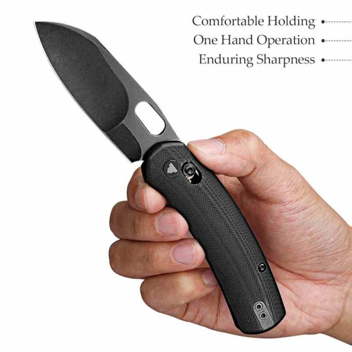 Couteau TRIVISA Lamb Black Lame Sheep Foot Acier N690 Manche G10 Clip Axis Lock KIVT TVTY26BN - Livraison Gratuite