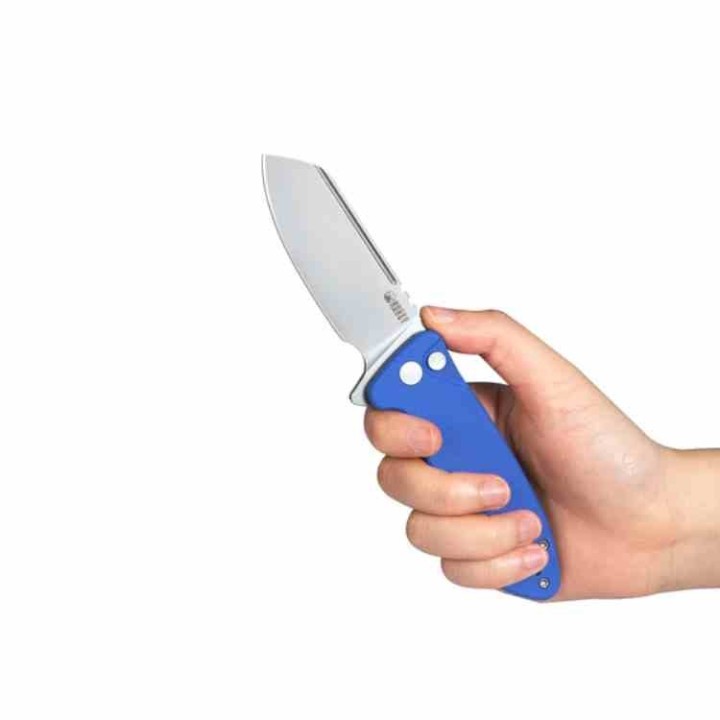Couteau Kubey Creon Blue Manche G10 Lame Tanto Reverse Acier AUS-10 Button Lock KIVT KUB336C - Livraison Gratuite