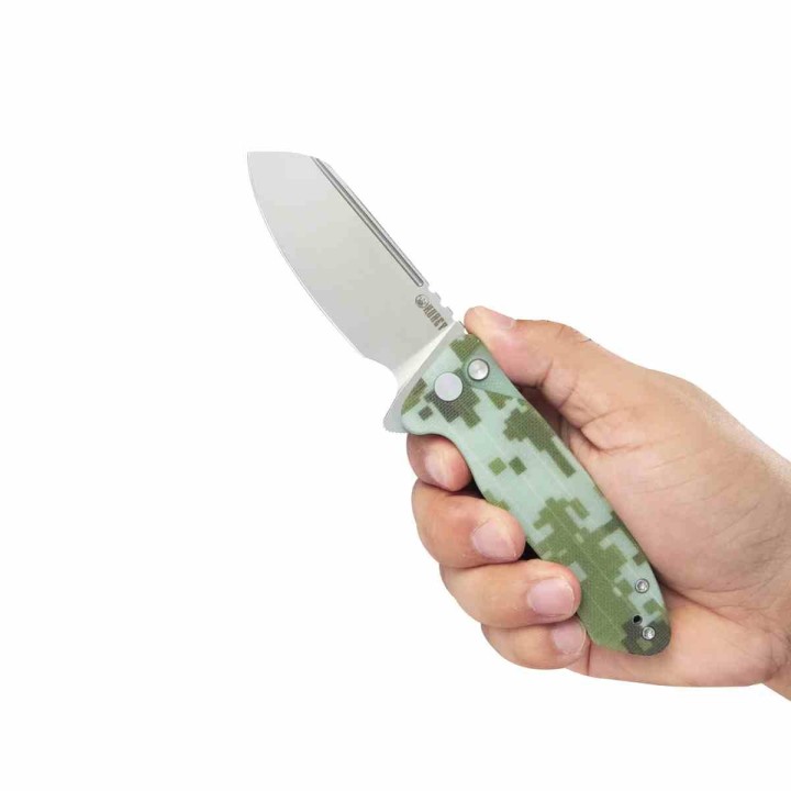 Couteau Kubey Creon Camo Manche G10 Lame Tanto Reverse Acier AUS-10 Button Lock KIVT KUB336J - Livraison Gratuite