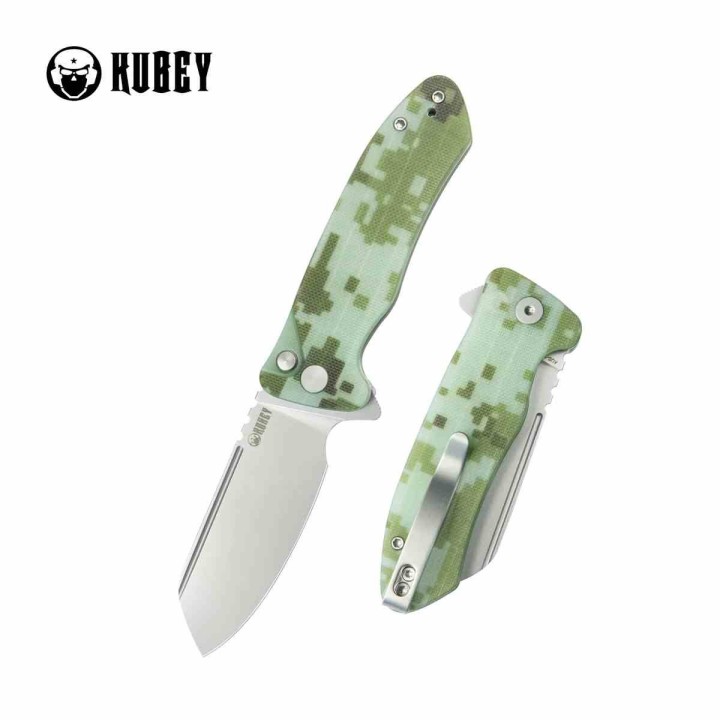 Couteau Kubey Creon Camo Manche G10 Lame Tanto Reverse Acier AUS-10 Button Lock KIVT KUB336J - Livraison Gratuite