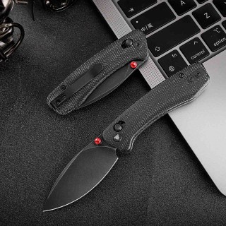 Couteau TRIVISA Koala-B Black Lame Drop Point Acier N690 Manche Micarta KIVT Crossbar Lock TVJM02BMN - Livraison Gratuite