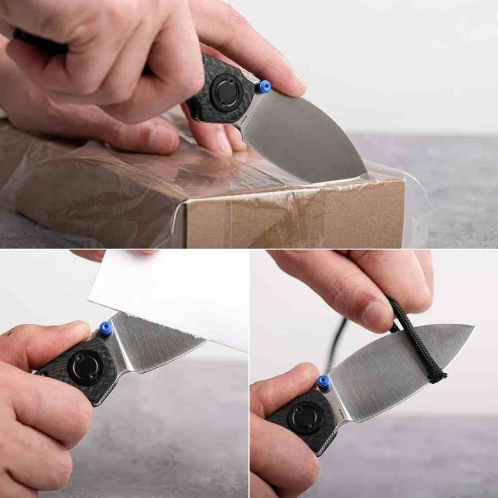 Couteau VOSTEED Shilin Cutter Lame Acier Elmax Manche Fibre de Carbone Vanchor Lock Clip VOSA2810 - Livraison Gratuite
